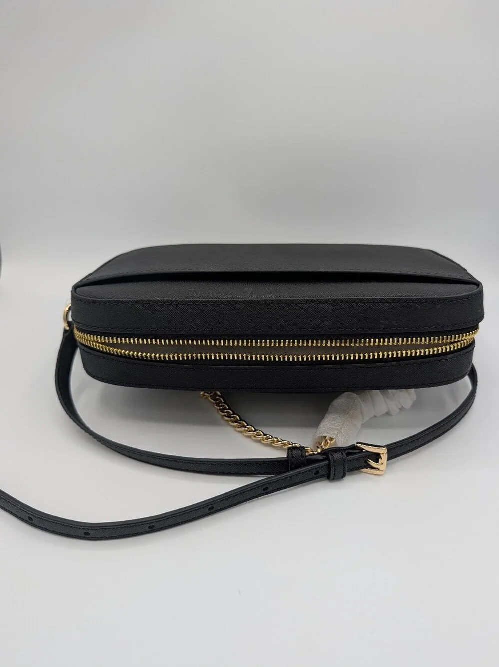 NWT Michael Kors Jet Set Black Saffiano Leather Chain Crossbody